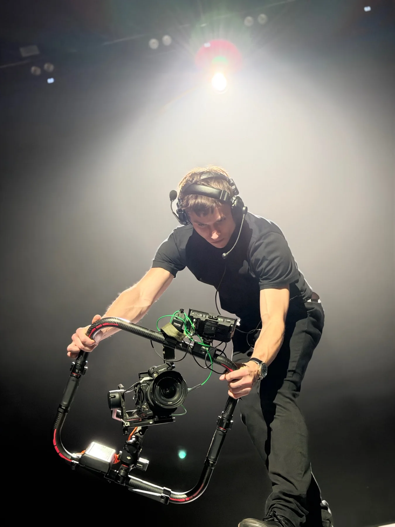 Camera operator working with a stabilised rig